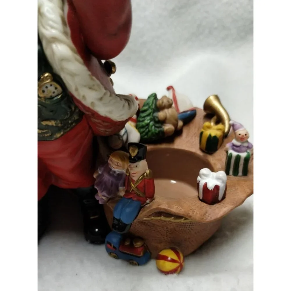 Partylite Santa Claus Tealight Holder wit‎ Toy Bag 7" Tall Hand-Painted